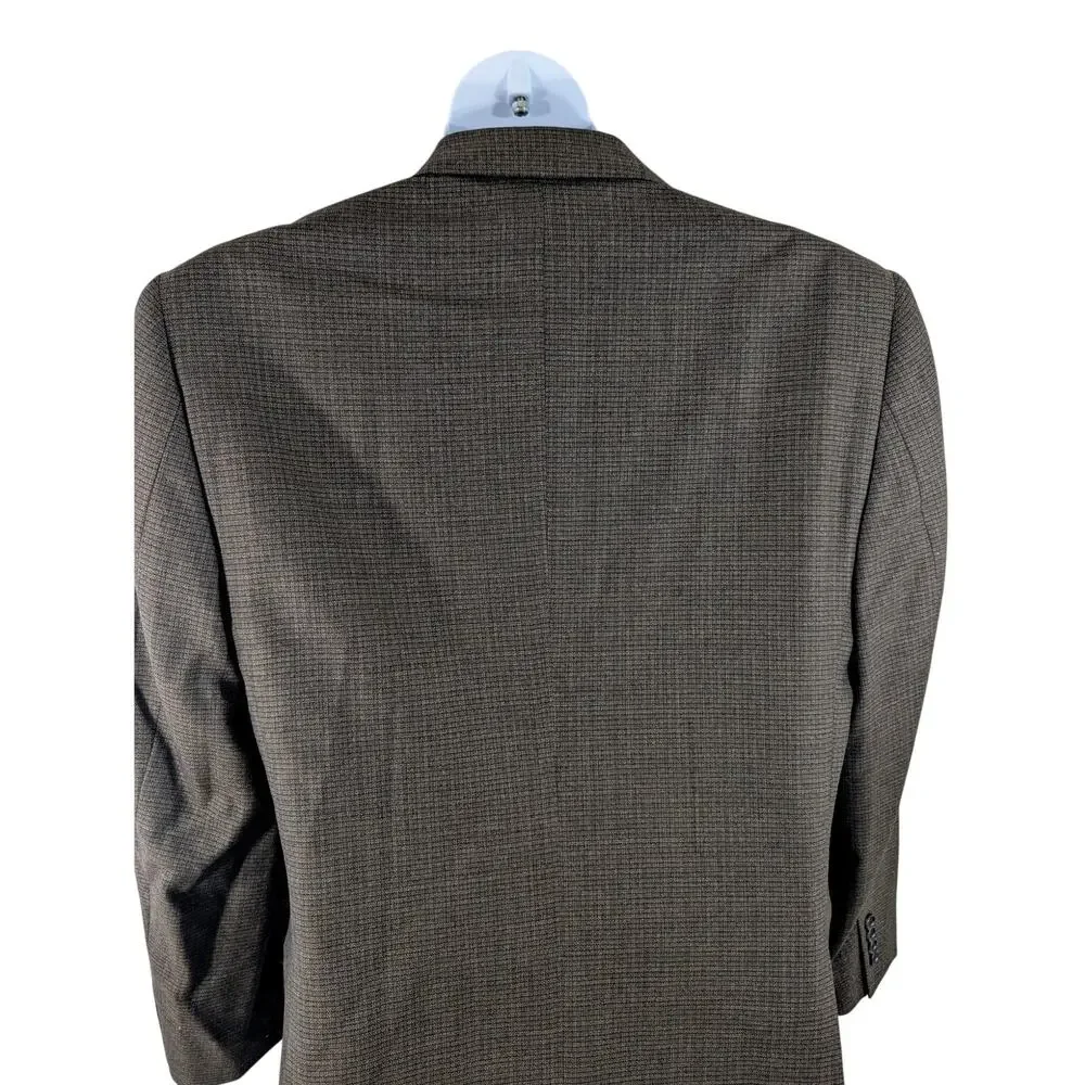 JOSEPH A. BANK! LUXE 100% WOOL, BROWN & BLACK MICROPLAID JACKET, BLAZER! SZ 42R